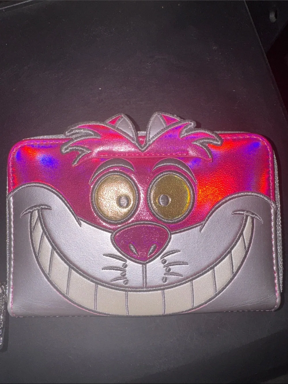 Loungefly Cheshire Cat Holographic Pink & Silver Zip Wallet